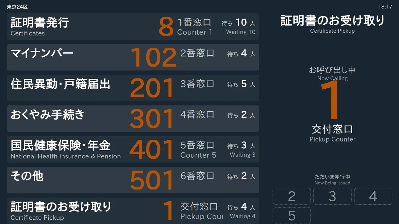 ただいま発行中の画面